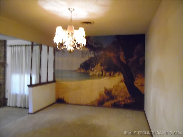 interior space with a chandelier