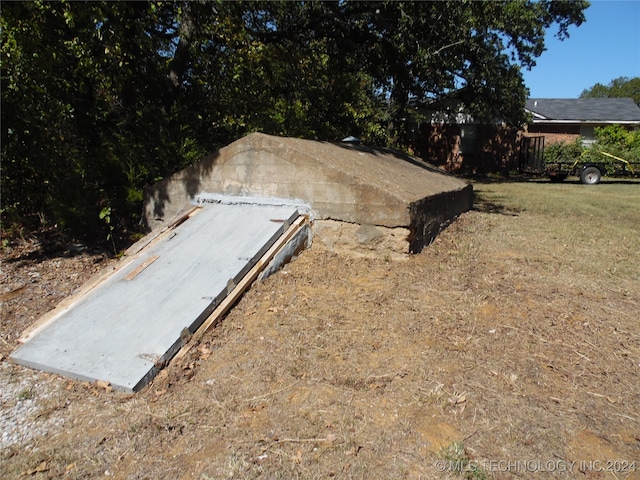 view of storm shelter