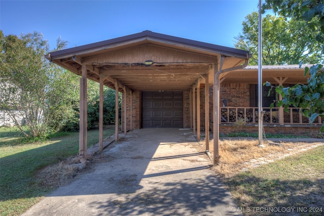 exterior space with a front yard and a carport