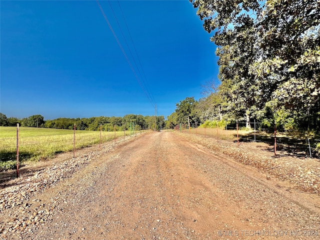 view of road with a rural view