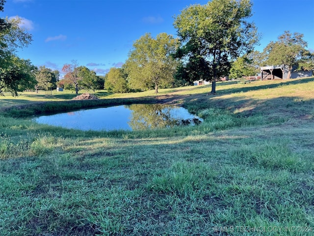 view of yard with a water view