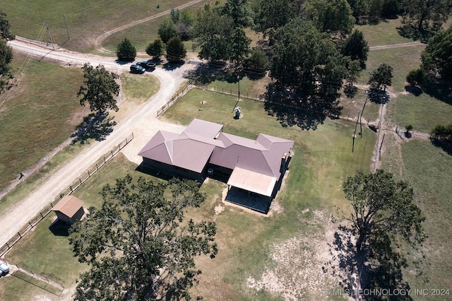 aerial view featuring a rural view