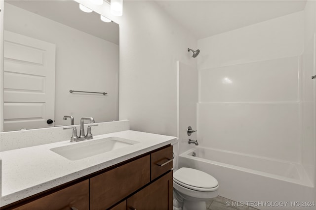 full bathroom with vanity, shower / bathing tub combination, and toilet