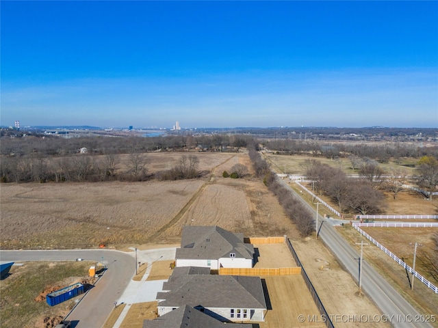 bird's eye view with a rural view