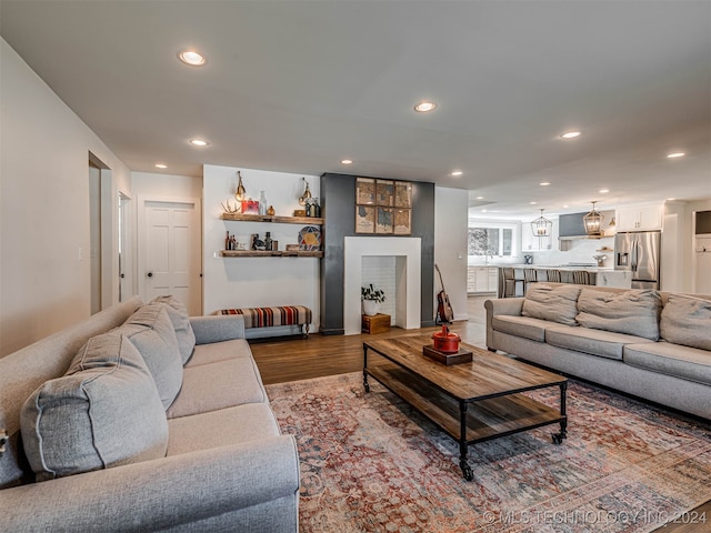 living room with hardwood / wood-style floors