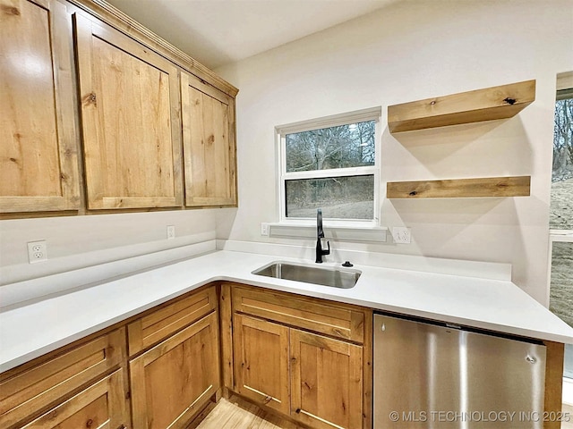 kitchen featuring dishwashing machine and sink