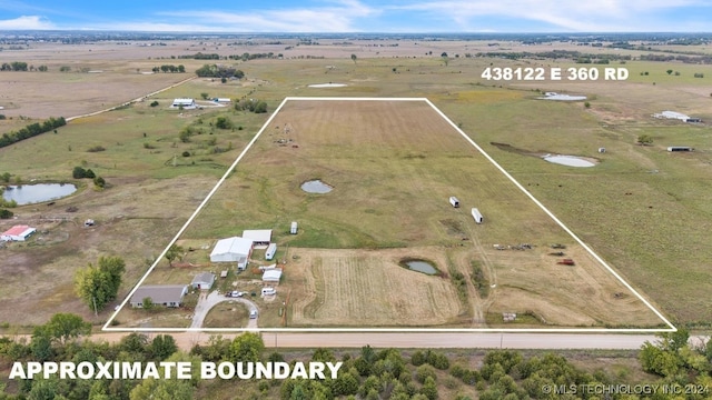 aerial view featuring a rural view