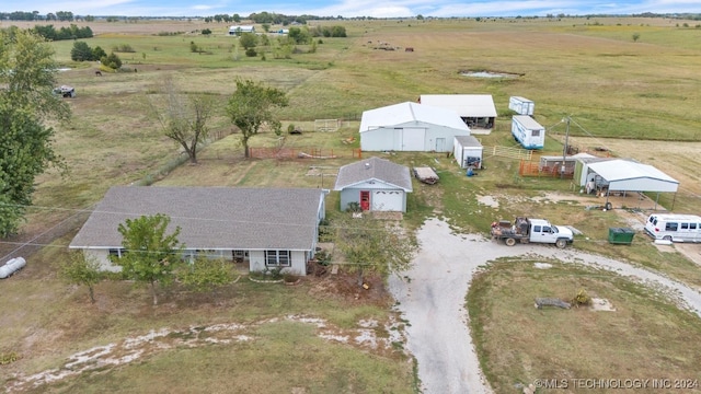 drone / aerial view with a rural view