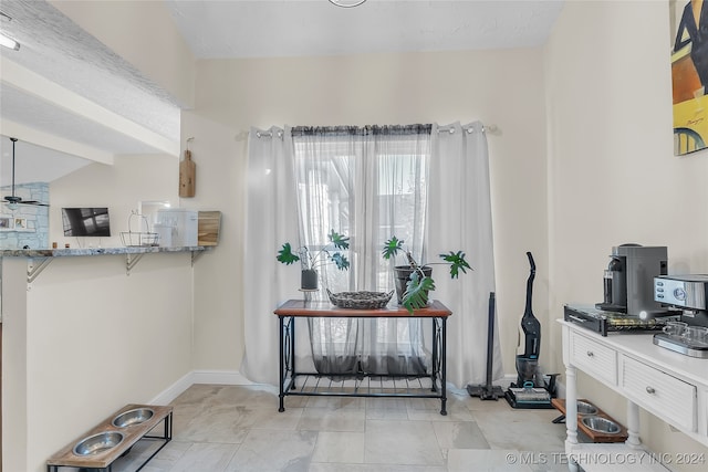 interior space featuring vaulted ceiling