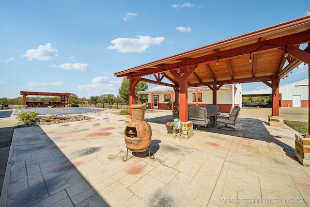 view of patio featuring a gazebo