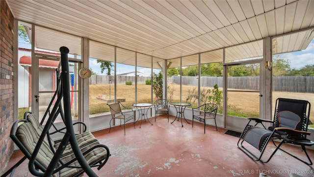 view of unfurnished sunroom