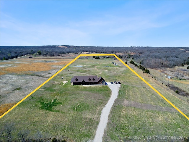 bird's eye view with a rural view