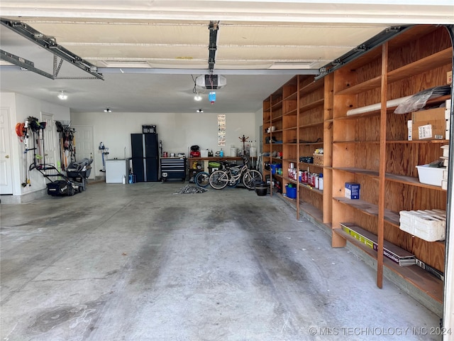 garage with a garage door opener