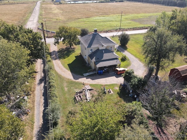 bird's eye view with a rural view