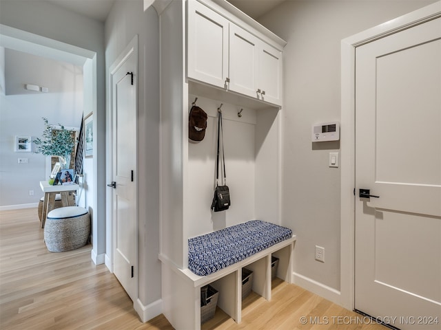 mudroom featuring light wood-type flooring