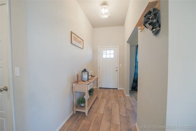 doorway to outside featuring light hardwood / wood-style flooring