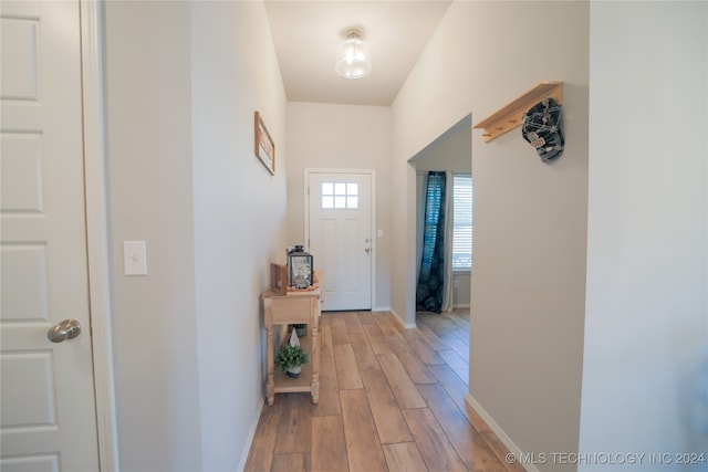 doorway featuring light hardwood / wood-style flooring