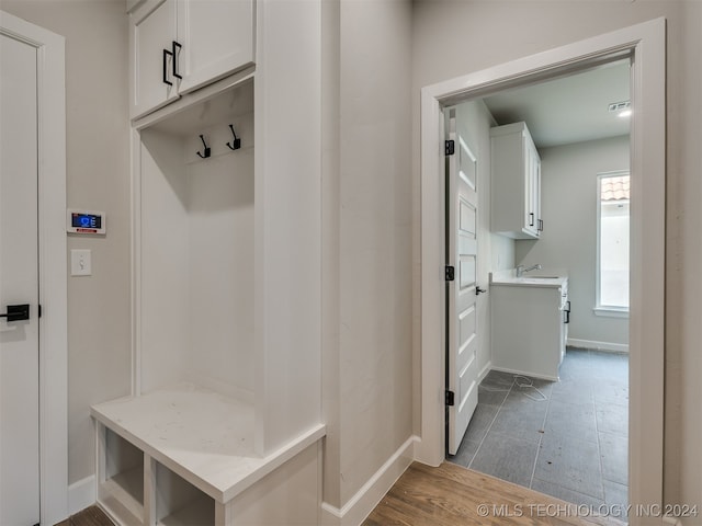 mudroom featuring hardwood / wood-style floors