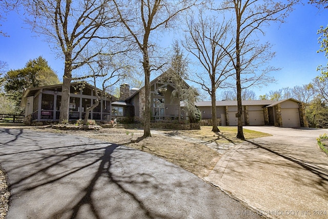 view of front of property with a garage