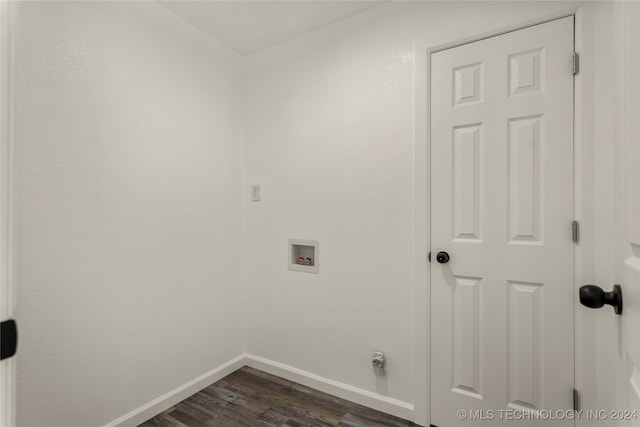 clothes washing area with washer hookup and dark hardwood / wood-style floors