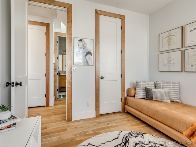 living area featuring light hardwood / wood-style flooring