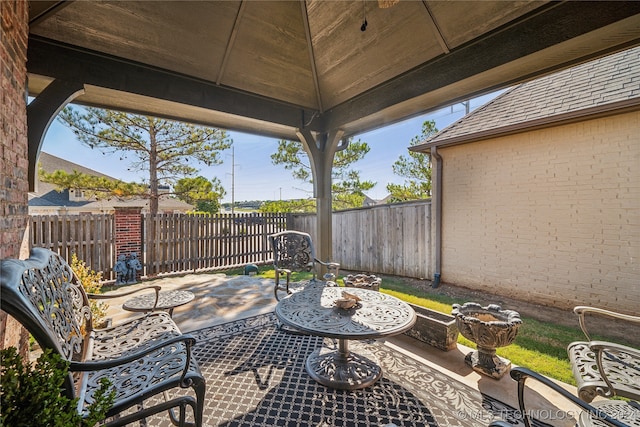 view of patio / terrace with a gazebo