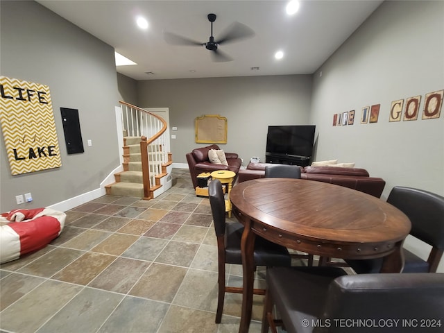 dining area with ceiling fan