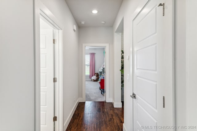 hall featuring dark hardwood / wood-style flooring