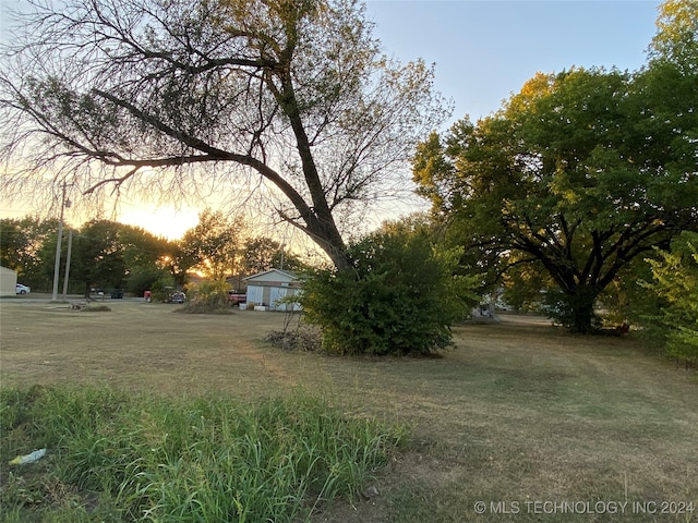 view of yard at dusk