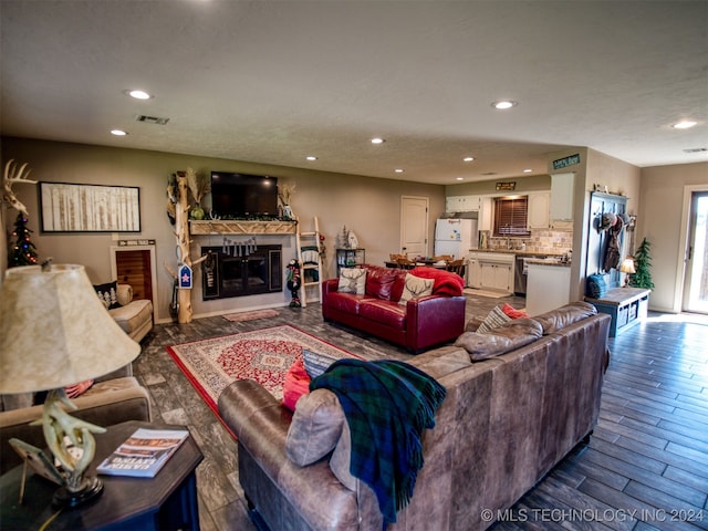 living room with hardwood / wood-style floors