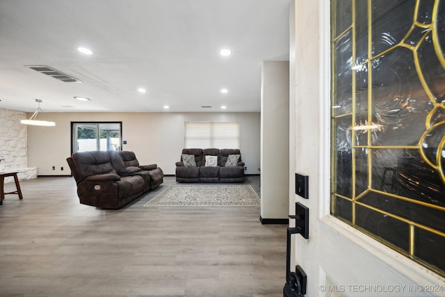 living room featuring wood-type flooring