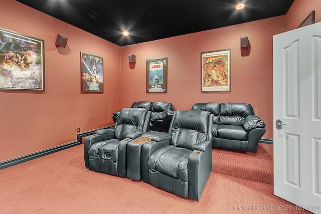 cinema room featuring carpet