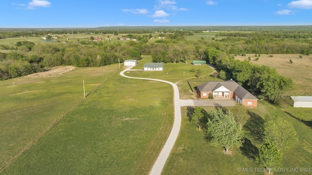 bird's eye view featuring a rural view