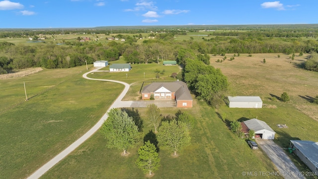 aerial view with a rural view