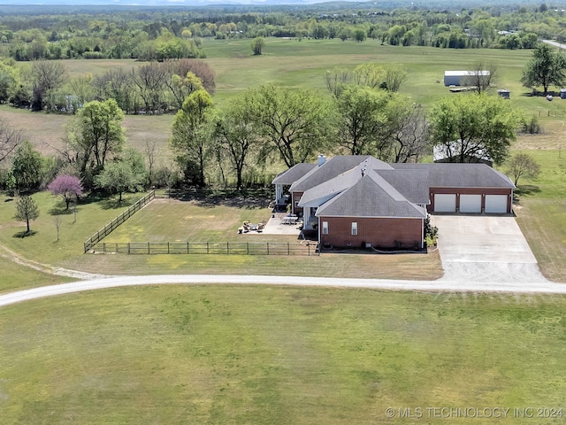 bird's eye view with a rural view