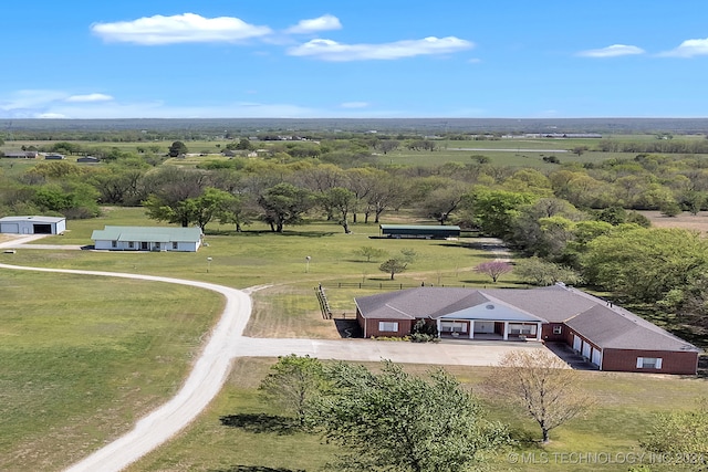 bird's eye view featuring a rural view