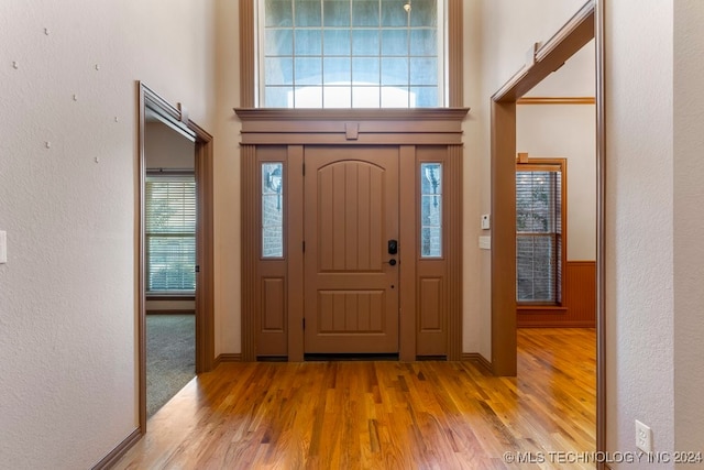 entrance foyer featuring light wood-type flooring