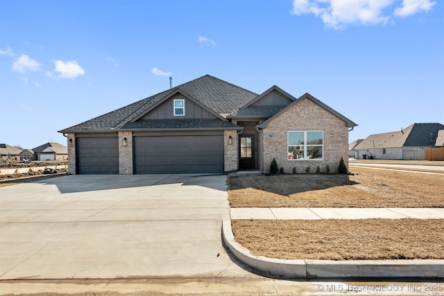 craftsman inspired home with a garage