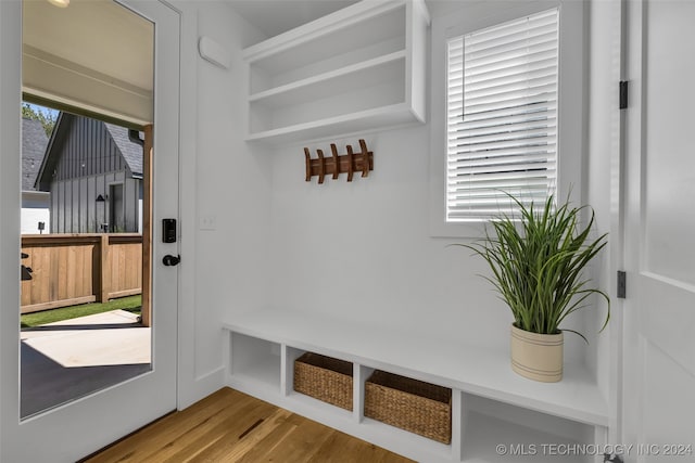 mudroom featuring hardwood / wood-style floors and a wealth of natural light