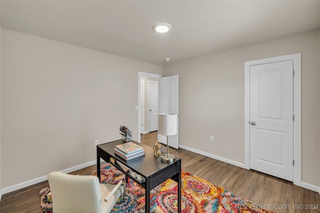 office featuring dark hardwood / wood-style flooring