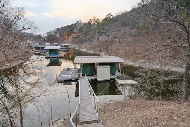 view of dock featuring a water view