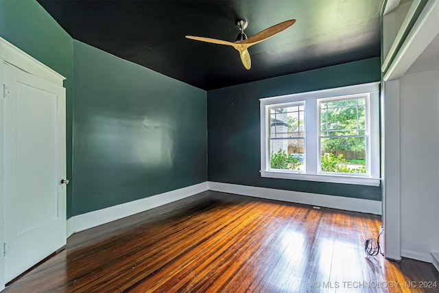 bonus room featuring ceiling fan and hardwood / wood-style floors