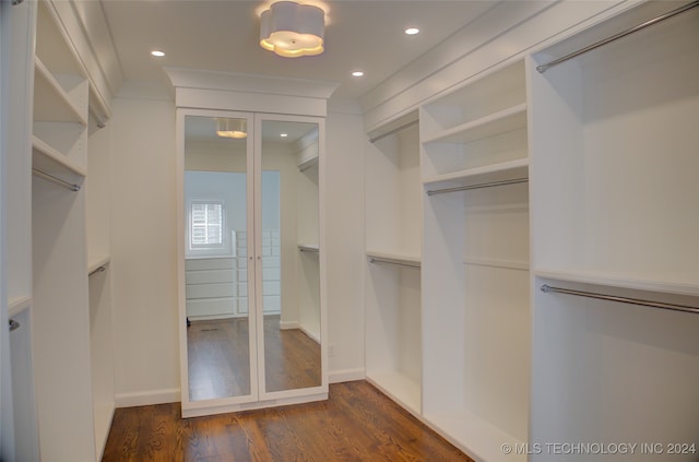 walk in closet featuring dark hardwood / wood-style flooring