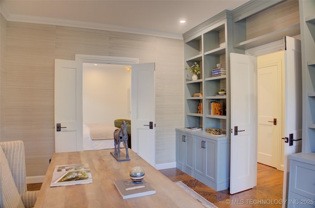 interior space with crown molding