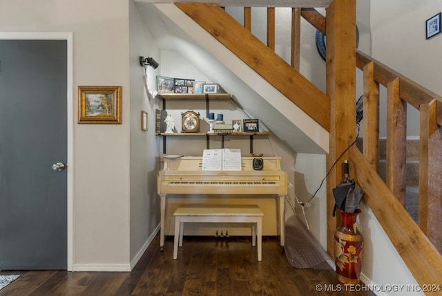 misc room with dark wood-type flooring