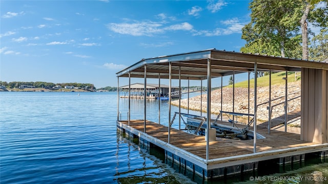 view of dock featuring a water view