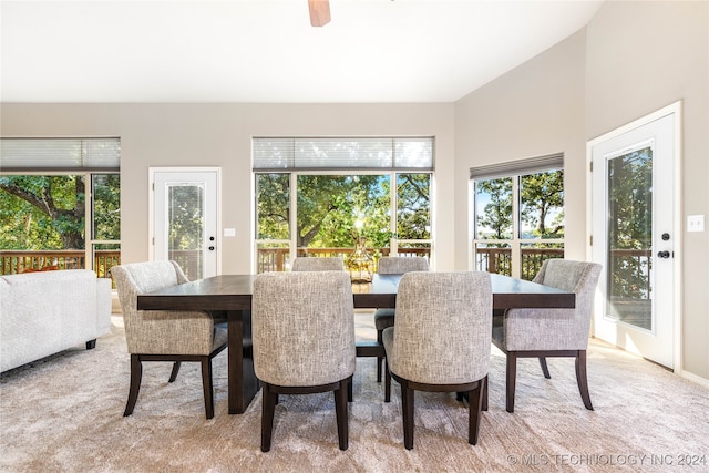 view of carpeted dining room