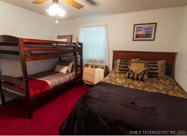 bedroom featuring carpet floors and ceiling fan