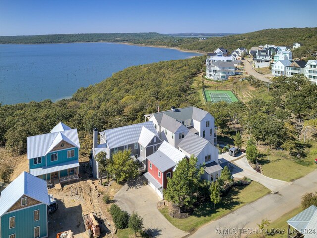86 Ridgeline, Carlton Landing, OK 74432 - bird's eye view with a view of trees, a water view, and a residential view