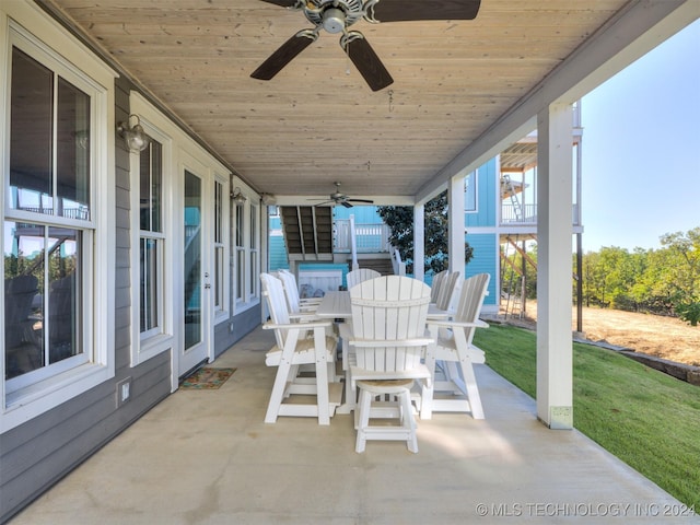 86 Ridgeline, Carlton Landing, OK 74432 - view of patio / terrace featuring outdoor dining space and ceiling fan